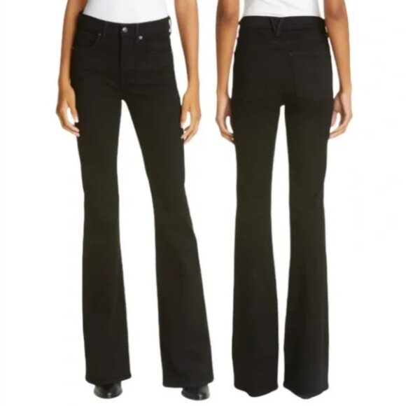 Veronica Beard Beverly High Rise Skinny Flare Onyx Black Wash Jeans Size 27 - Picture 1 of 9